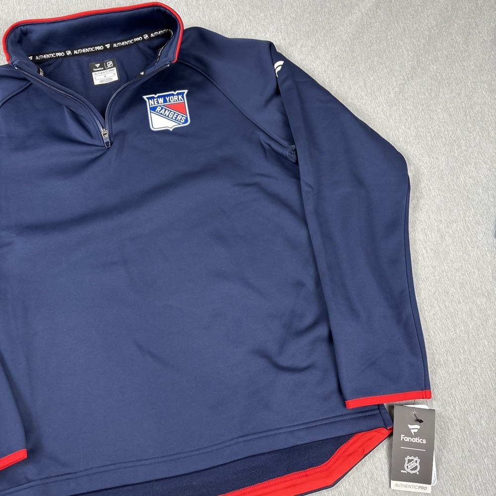 New York Rangers‎ Fanatics Authentic Pro Rink Raglan Quarter-Zip Pullover- Large - Picture 9 of 16